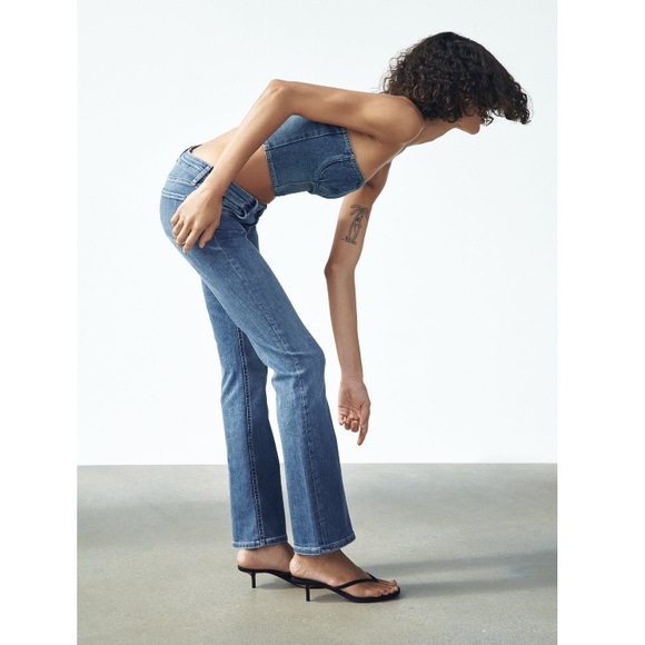Zara ZW Low-Rise Slim Fit Flared Leg Bootcut Jeans Sz:8 NWT - Picture 6 of 13